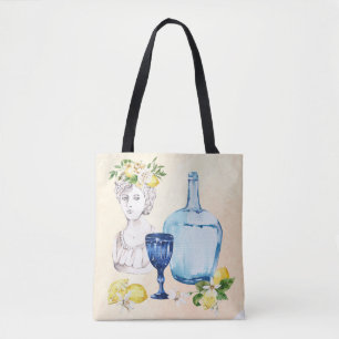 Tote Bag citrons et verres bleus