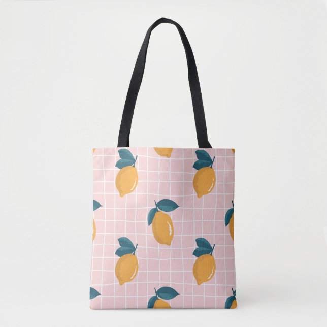 Tote Bag Citrons, géométrie rétro, motif sans couture d'été (Devant)