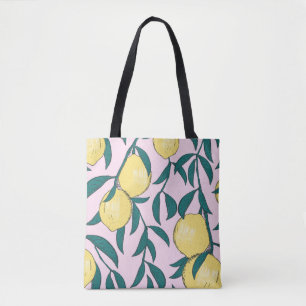 Tote Bag Citrons vintages : Motif d'aquarelle à main.