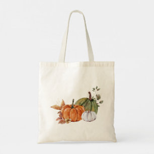 Tote Bag Citrouille aquarelle et feuilles automnales