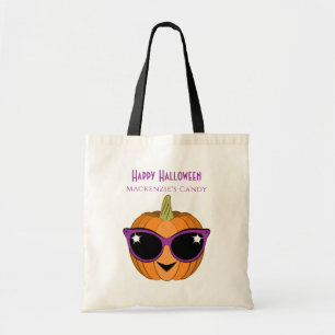 Tote Bag Citrouille avec Cool Retro Chat Lunettes de soleil