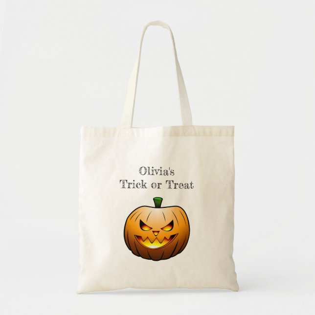 Tote Bag Citrouille avec flamme allumée (Devant)