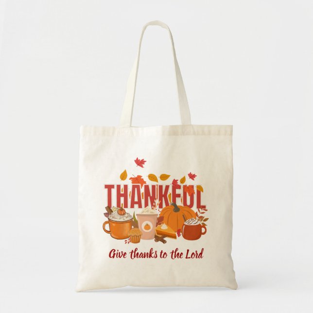 Tote Bag Citrouille chrétien JE REMERCIE Thanksgiving (Devant)