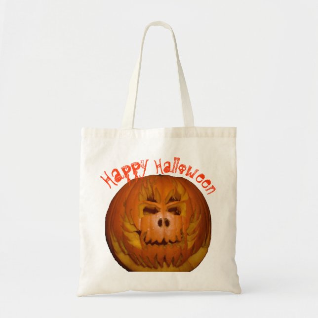 Tote Bag Citrouille, crâne flamboyant (Devant)
