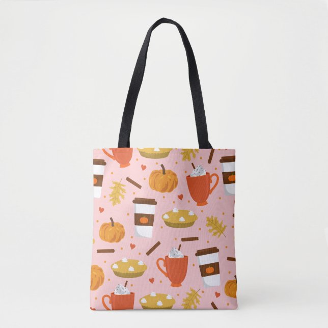 Tote Bag citrouille d'amour rose épice (Devant)