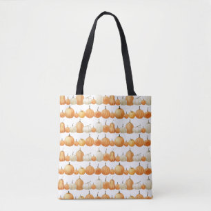 Tote Bag Citrouille d'automne : Motif d'illustration aquare