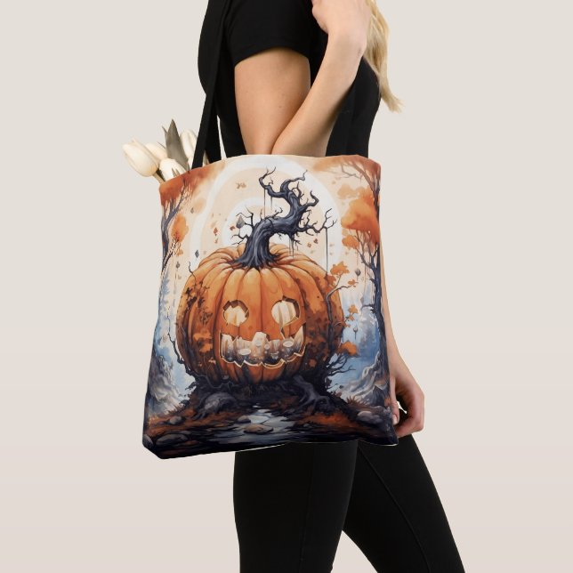 Tote Bag Citrouille de la lanterne Halloween Jack O' (De près)