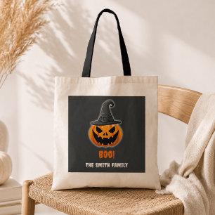 Tote Bag Citrouille d'Halloween “BOO!” – Nom personnalisé