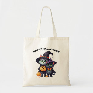 Tote Bag citrouille d'Halloween mignon et chats noirs cadea