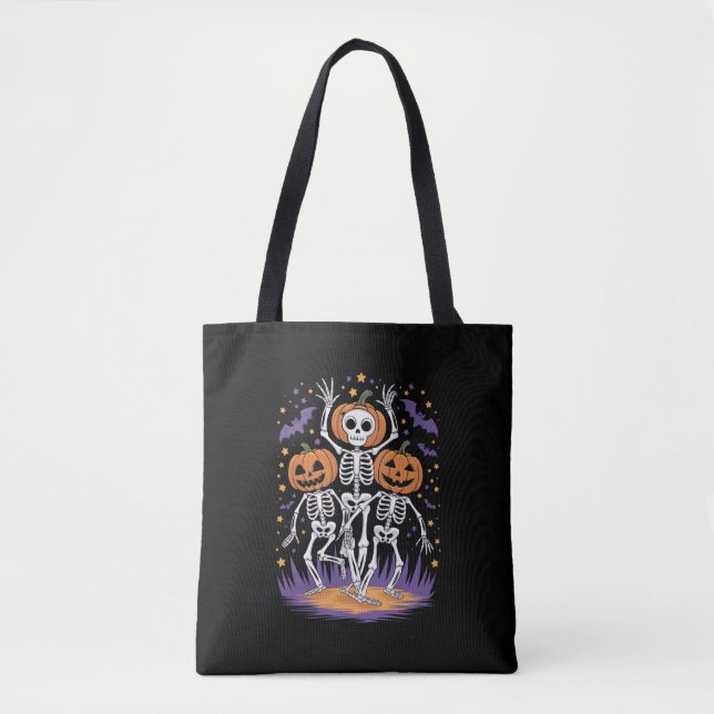 Tote Bag Citrouille d'Halloween squelette dansant  (Devant)