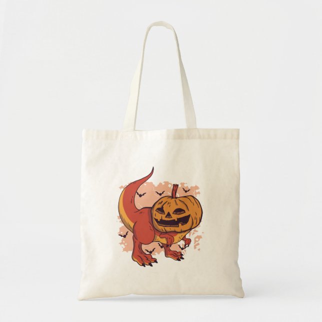 Tote Bag Citrouille Dinosaur T-Rex (Devant)