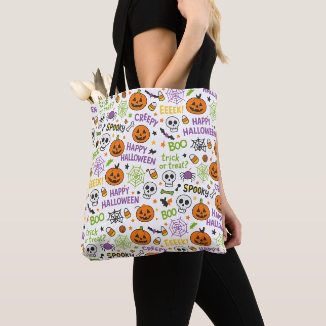 Tote Bag Citrouille éffrayant et amusant - Motif Halloween  (De près)