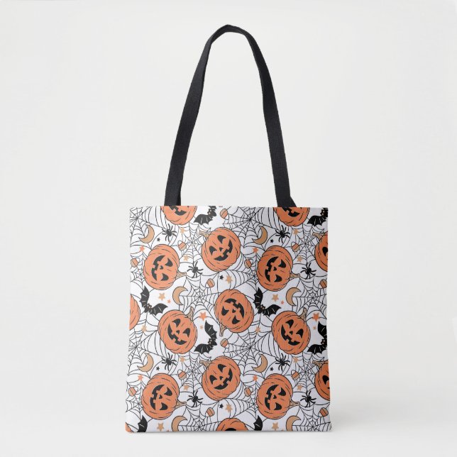 Tote Bag Citrouille éffrayant Motif Halloween (Devant)
