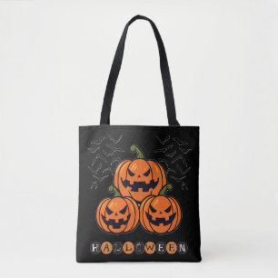 Tote Bag Citrouille effrayant Orange Black Halloween