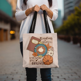 Tote Bag Citrouille et livre de café Lover Inspiration