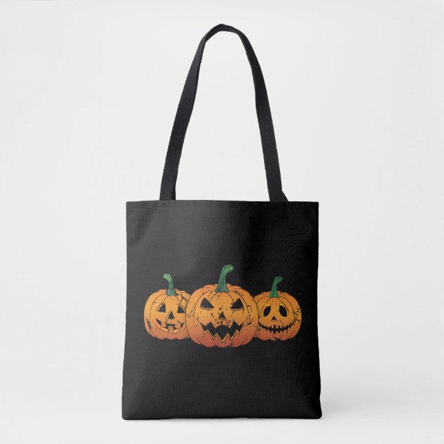Tote Bag Citrouille Halloween Jack-o'-lantern Éffrayant (Devant)