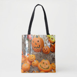 Tote Bag Citrouille halloween Jack-o'-lantern orange citrou