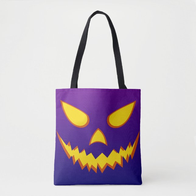 Tote Bag Citrouille Jack-o'-lantern de la face d'Halloween  (Devant)