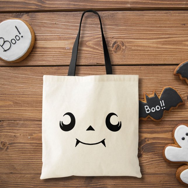Tote Bag Citrouille Kawaii Jack "O' Lantern Visage aux Croc (Créateur téléchargé)