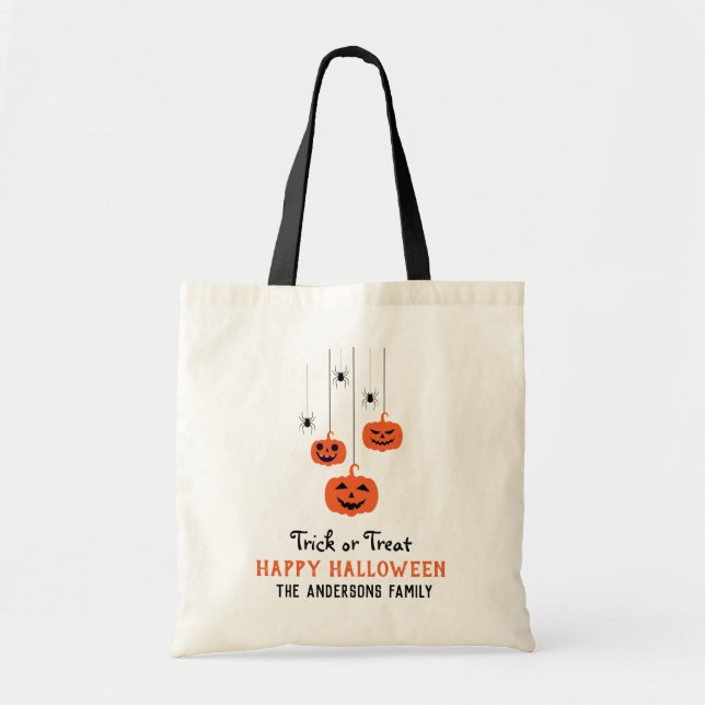 Tote Bag Citrouille & L'Araignée Script Moderne Joyeux Hall (Devant)
