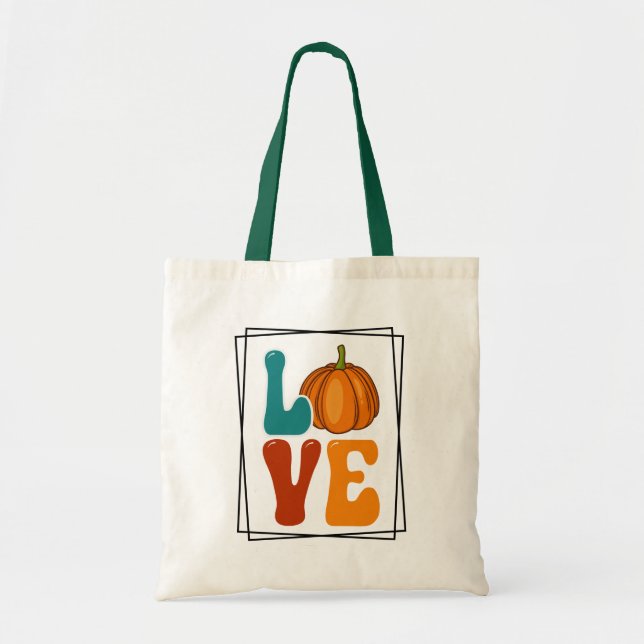 Tote Bag Citrouille LOVE Automne Automne (Devant)