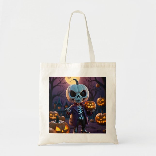 Tote Bag Citrouille Patch Skeleton Companion (Devant)