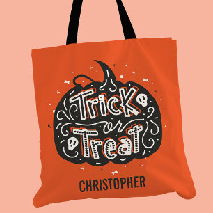 Tote Bag Citrouille Personnalisée Halloween Trick or Treat
