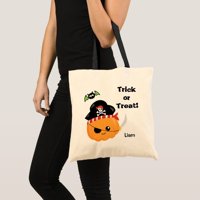 Tote Bag Citrouille Pirate Halloween Trick ou Treat (Devant (produit))