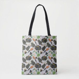 Tote Bag Citrouille sans soudure carotte motif noir et blan