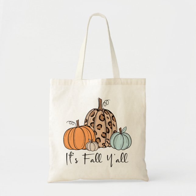 Tote Bag Citrouille tendance automne | Citation "It’s Fall  (Devant)