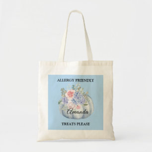 Tote Bag Citrouille turquoise Aquarelle Allergie Traitement