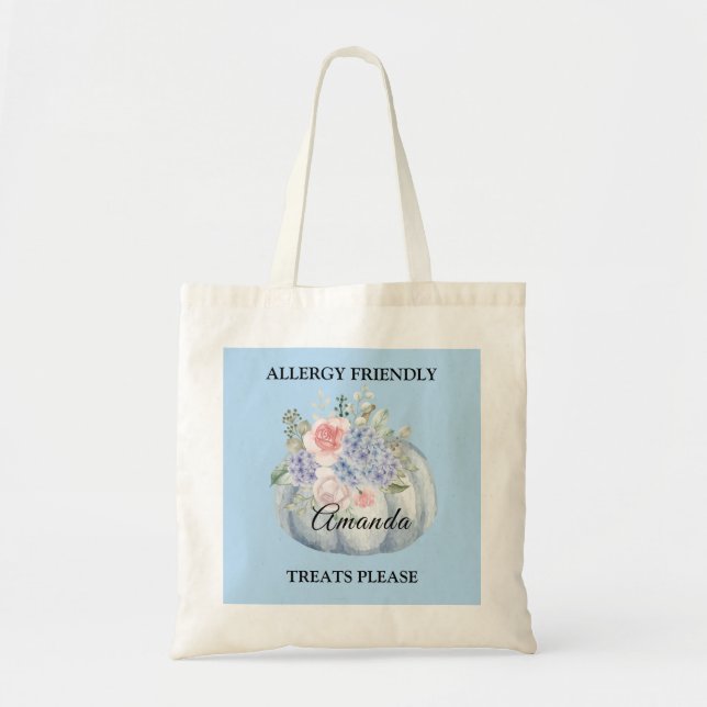 Tote Bag Citrouille turquoise Aquarelle Allergie Traitement (Devant)