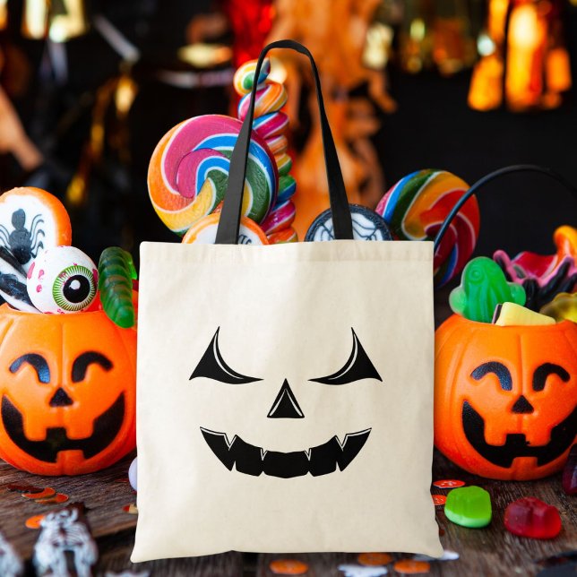 Tote Bag Citrouille Visage de Jack O'Lantern Méchant (Créateur téléchargé)