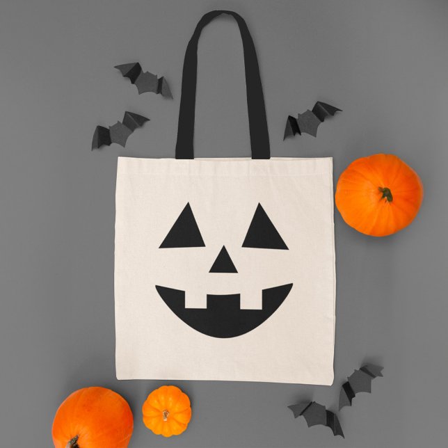 Tote Bag Citrouille Visage Jack O Lantern Mignon Halloween (Créateur téléchargé)