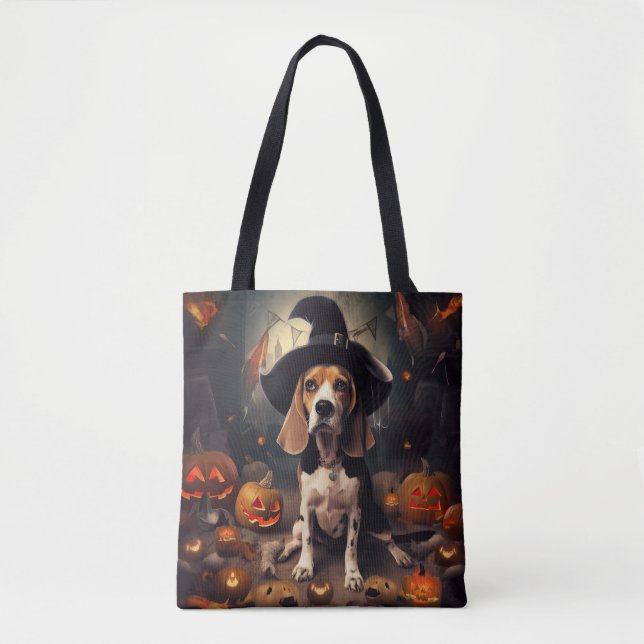 Tote Bag Citrouilles Beagle Halloween Épouvantables (Devant)