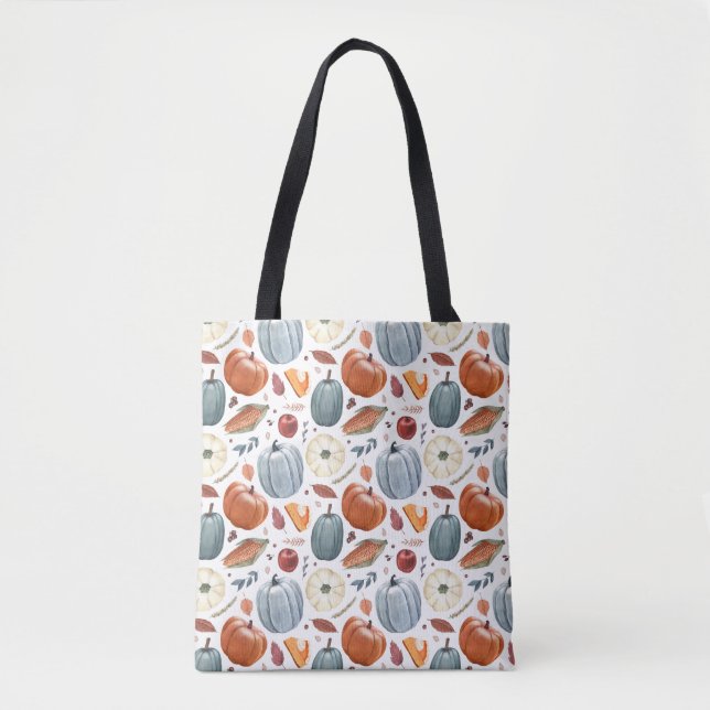 Tote Bag Citrouilles d'automne et feuilles d'automne Motif (Devant)