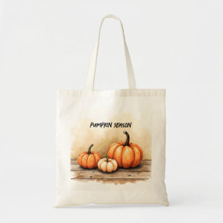 Tote Bag Citrouilles d'automne sur table en bois