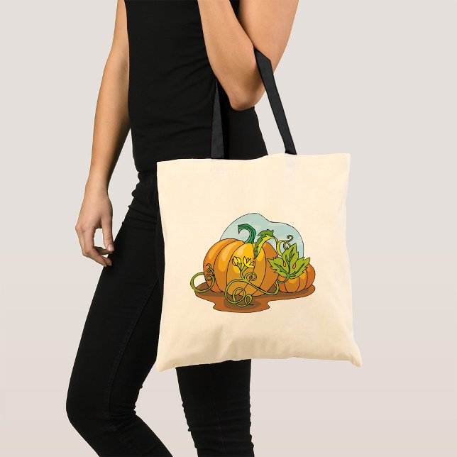 Tote Bag Citrouilles et feuilles d'automne rustiques (Créateur téléchargé)