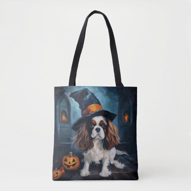 Tote Bag Citrouilles Halloween Épouvantables Cavalier King (Devant)