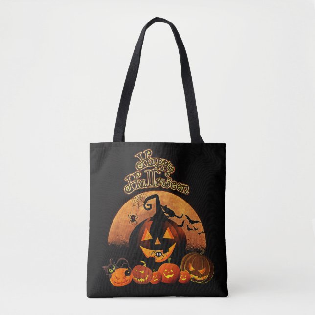 Tote Bag citrouilles joyeux Halloween (Devant)