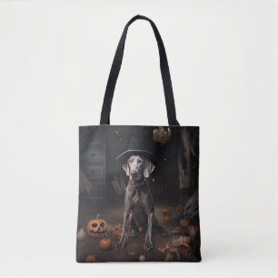 Tote Bag Citrouilles Weimaraner Halloween Épouvantable