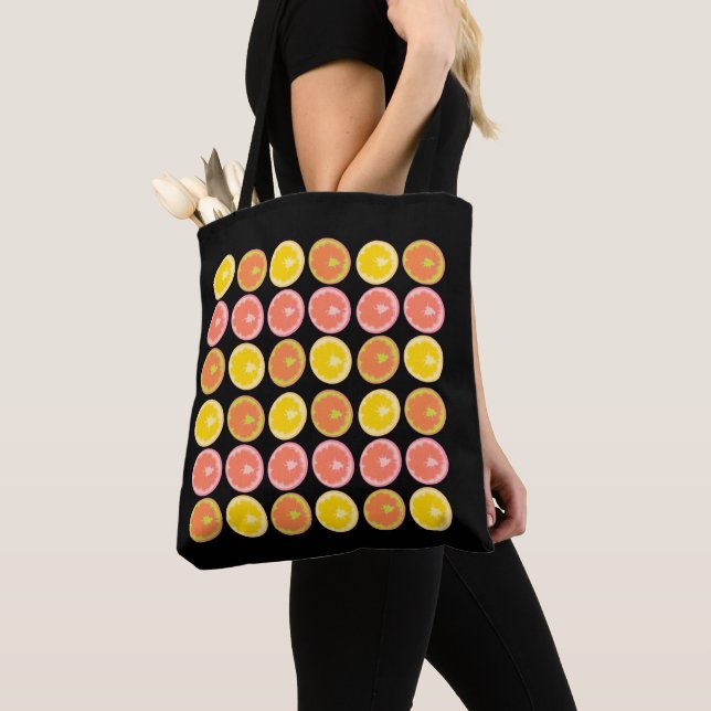 Tote Bag Citrus Candy Lemon Fruit Motif (De près)