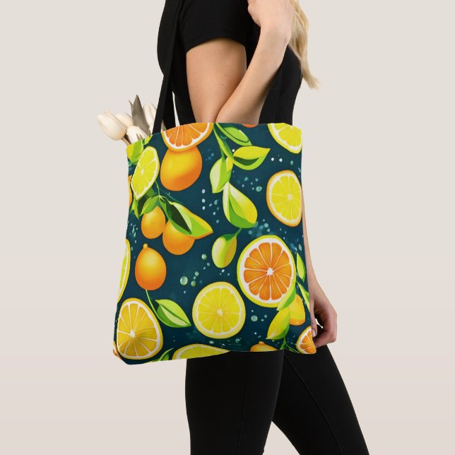 Tote Bag Citrus Kaléidoscope : Un mélange vibrant (De près)
