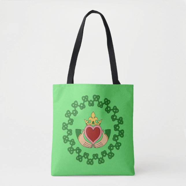 Tote Bag Claddagh et Green Knotwork (Devant)