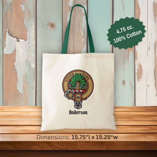 Tote Bag Clan Anderson Crest sur Tartan (Créateur téléchargé)