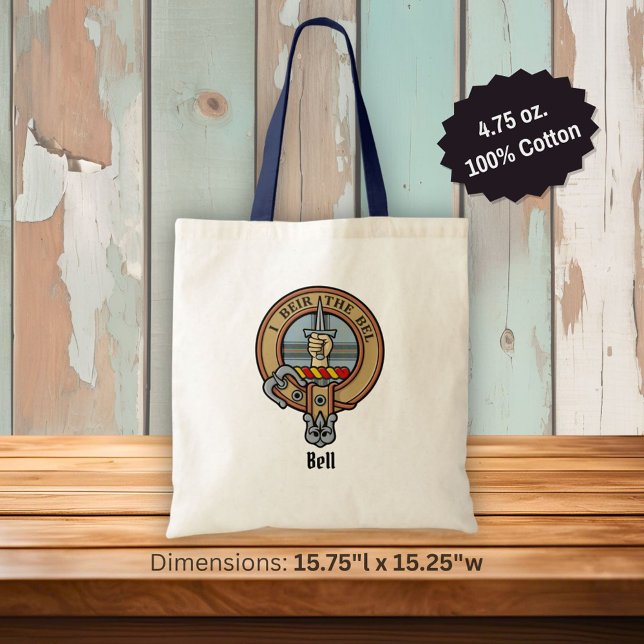 Tote Bag Clan Bell Crest sur Tartan (Créateur téléchargé)