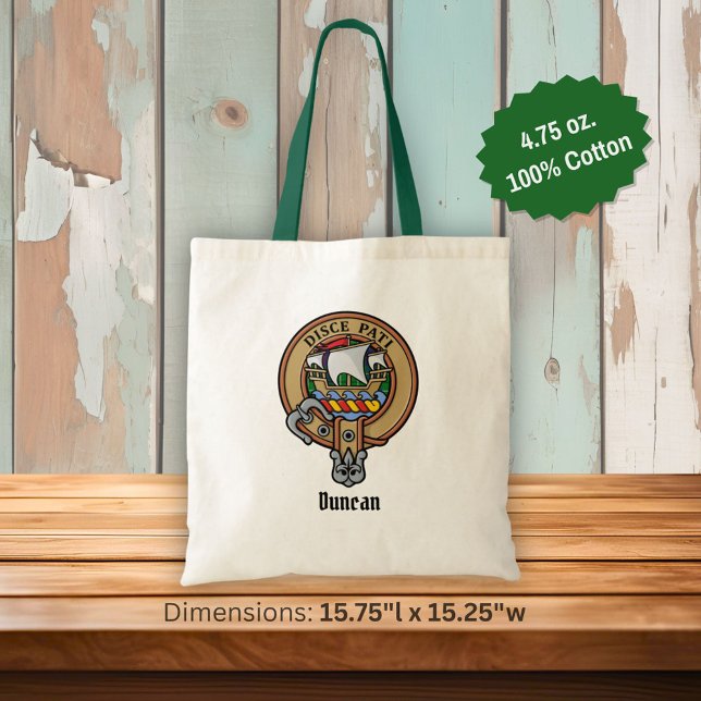 Tote Bag Clan Duncan Crest over Tartan (Créateur téléchargé)