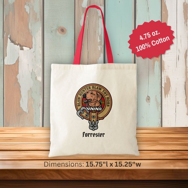 Tote Bag Clan Forrester Crest sur Tartan (Créateur téléchargé)