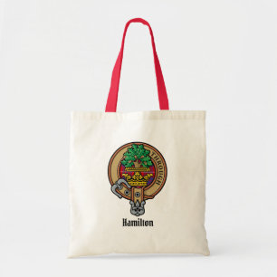 Tote Bag Clan Hamilton Crest sur Red Tartan