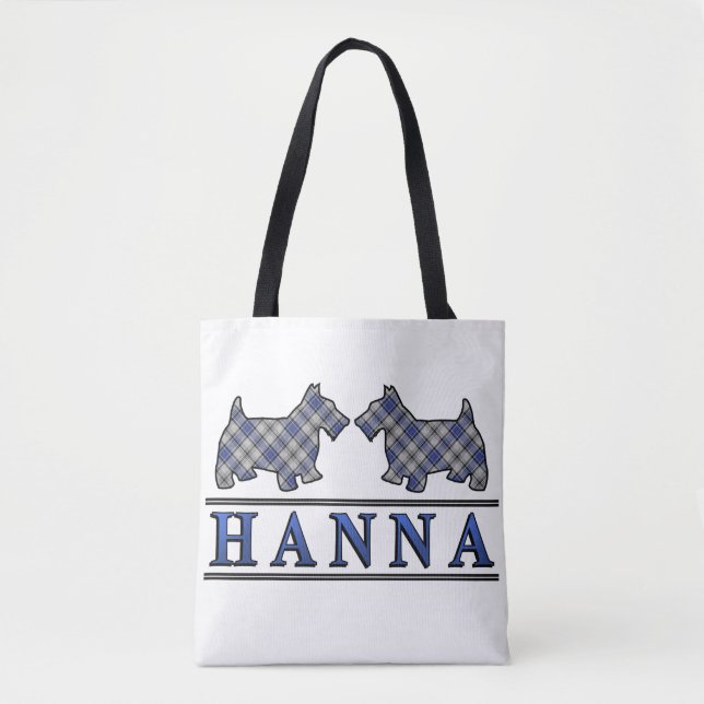 Tote Bag Clan Hannay Hanna Scottie Dogs Tartan Plaid (Devant)